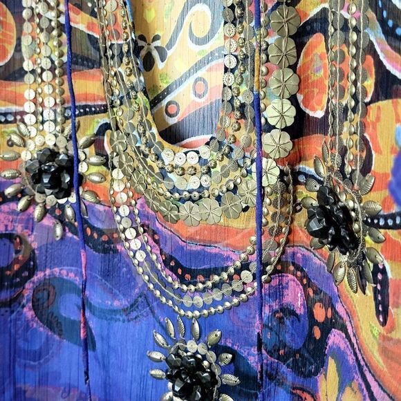 Zeugari Bohemian Silk Beach Cover Up Size Small - Picture 12 of 16